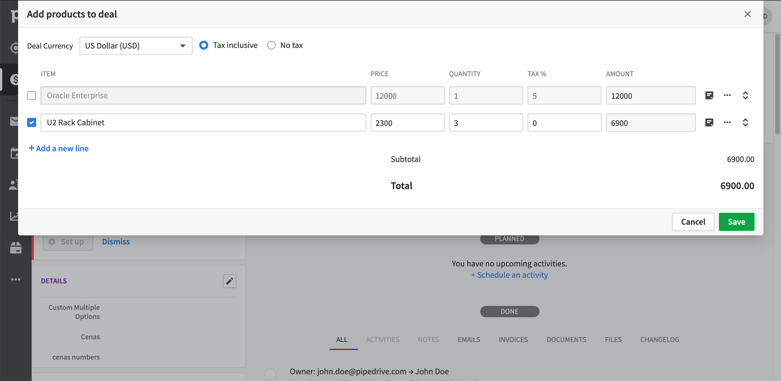 Using a Deal’s products to select what to invoice