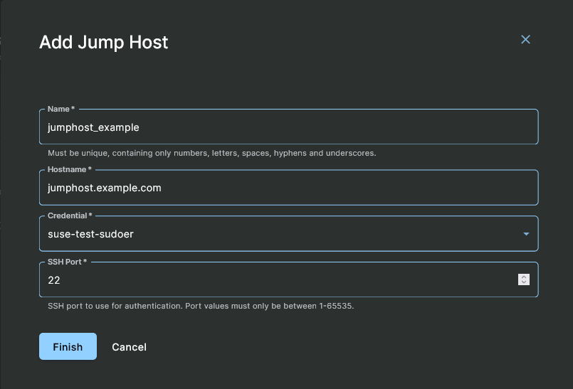 Add Jump Host Form