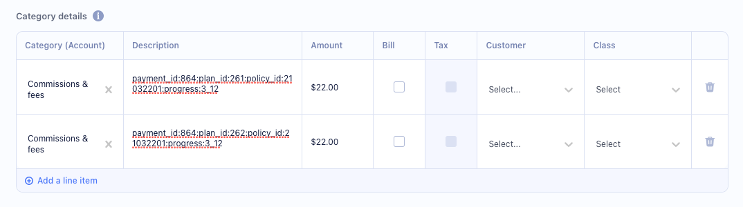 An example payment in QuickBooks Online.