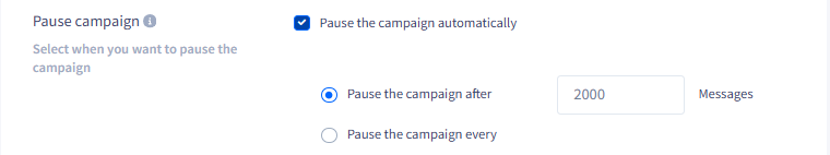 Screenshot of the Pause campaign options
