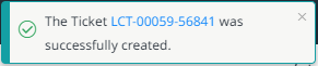 Message regarding the successful creation of a new ticket
