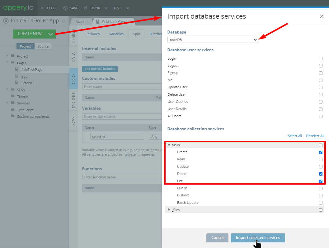 Import database services