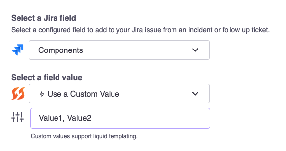 Custom values for Jira field mapping