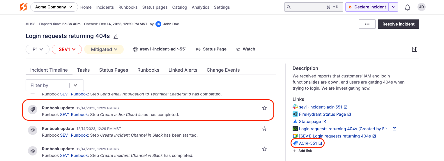 Jira runbook step example