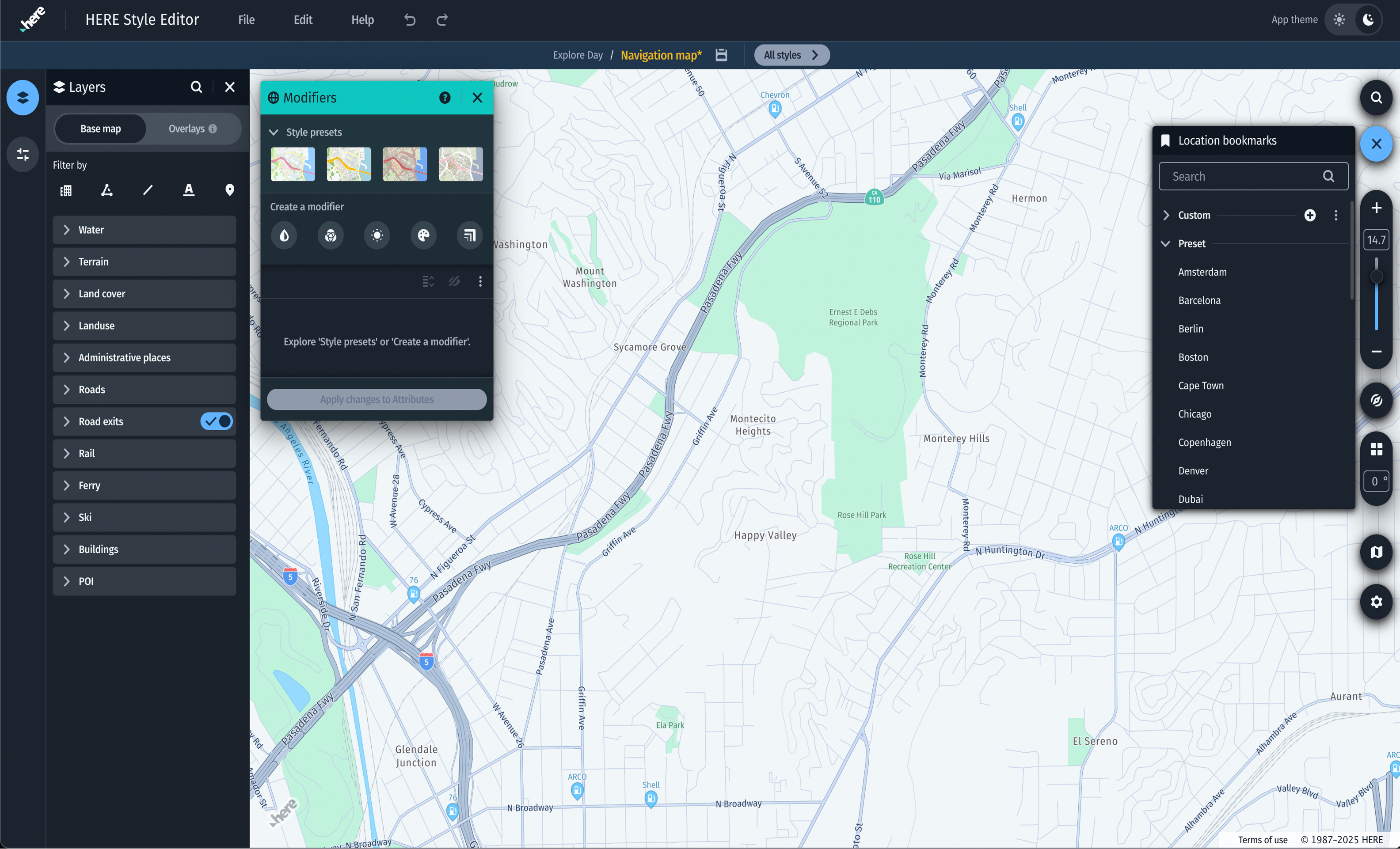Setting up location bookmarks