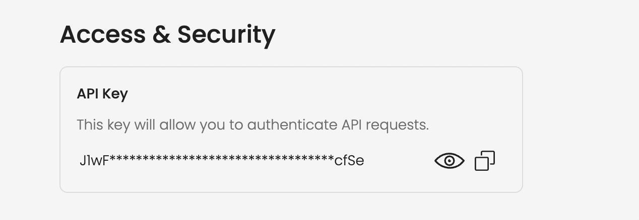 Access the API key from the Rye console