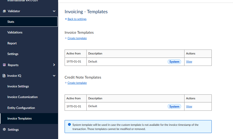 Invoicing - Templates UI
