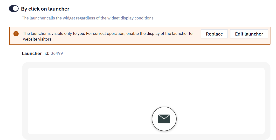 By click on launcher section with the linked launcher and a warning that the launcher is visible only to you