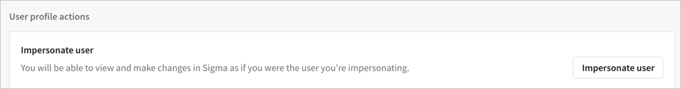 User profile with the option to impersonate user highlighted.