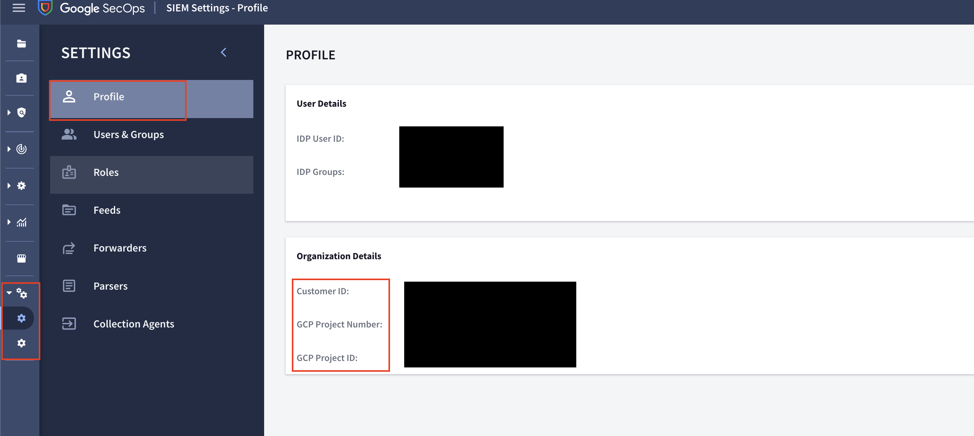 FIG. 5 - Retrieve the Customer ID from Google SecOps