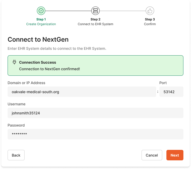 Test EHR Connection Confirmation