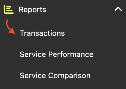 ...scroll until you see "Reports," then click "Transactions"