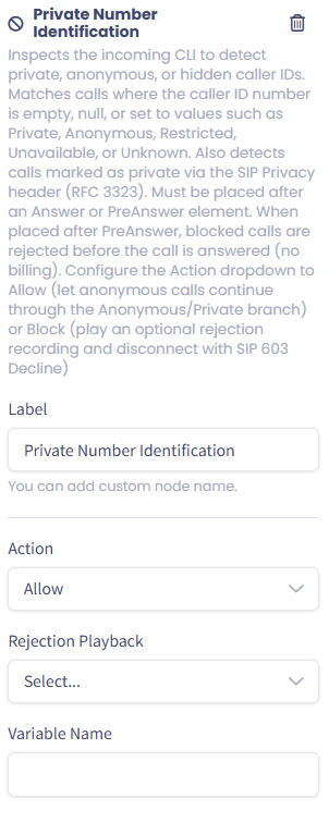 Screenshot of the element in the IVR canvas