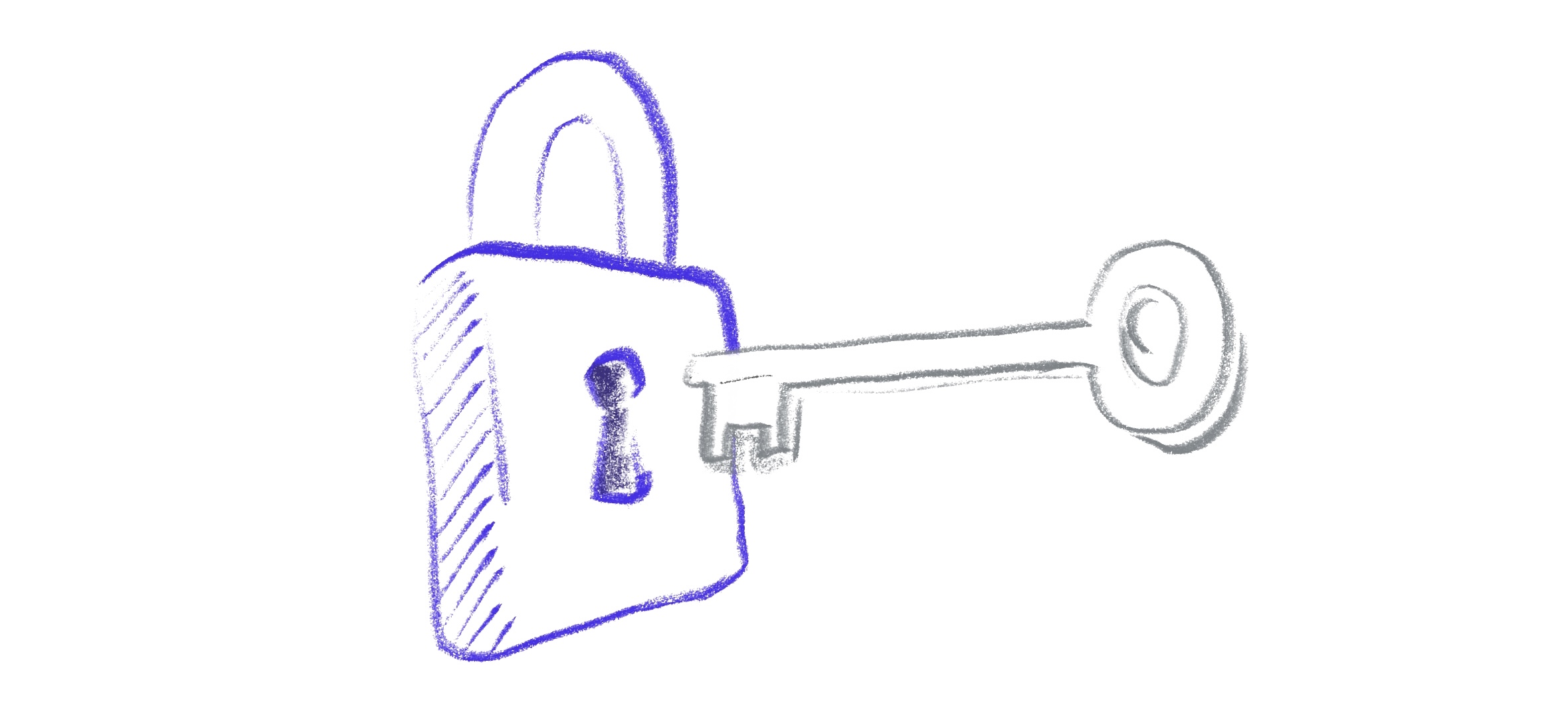 Conceptual drawing of a lock and key
