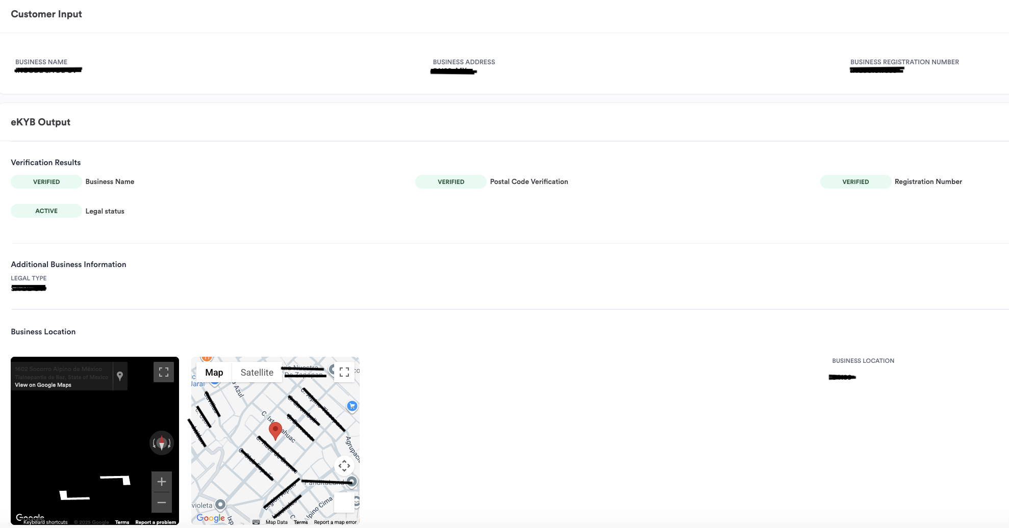 eKYB single session dashboard results
