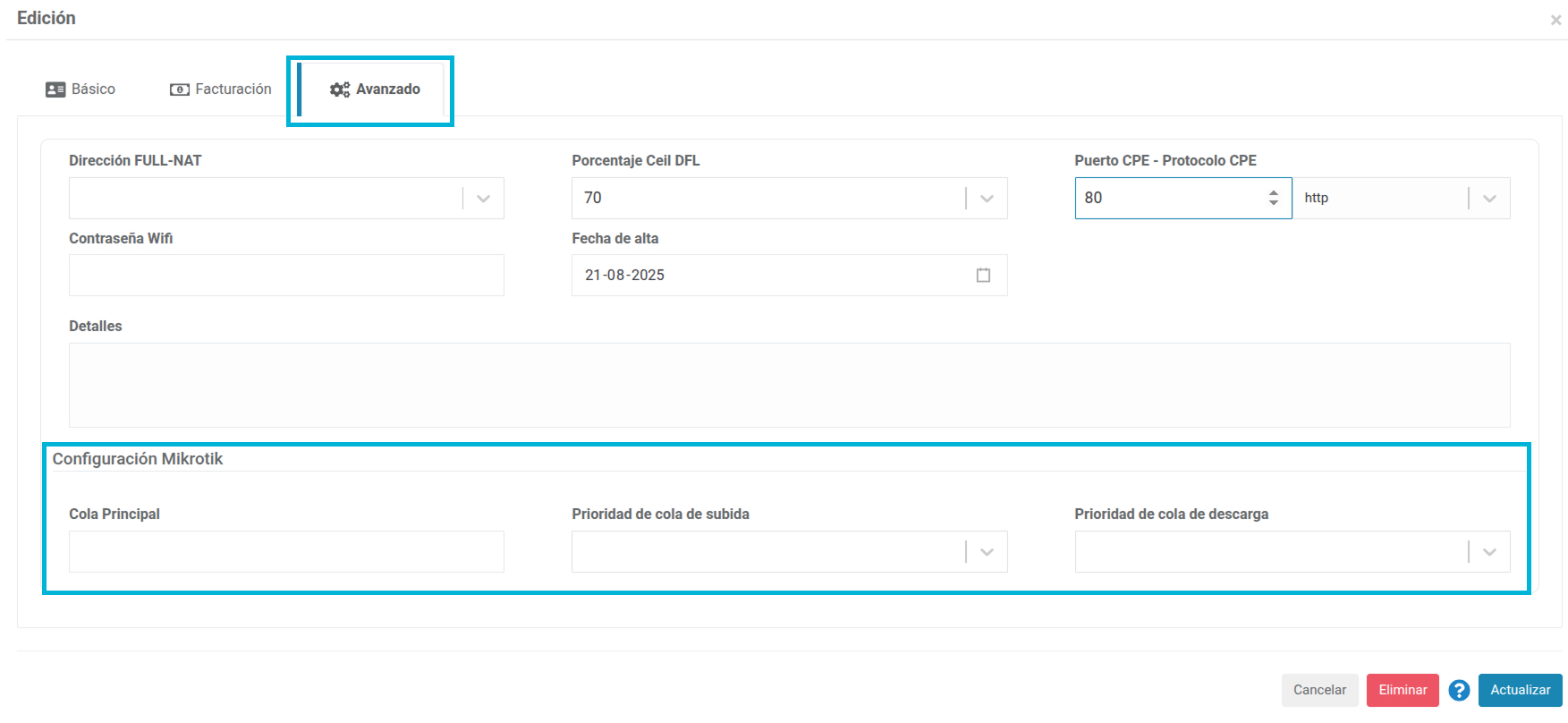 Configuración Mikrotik