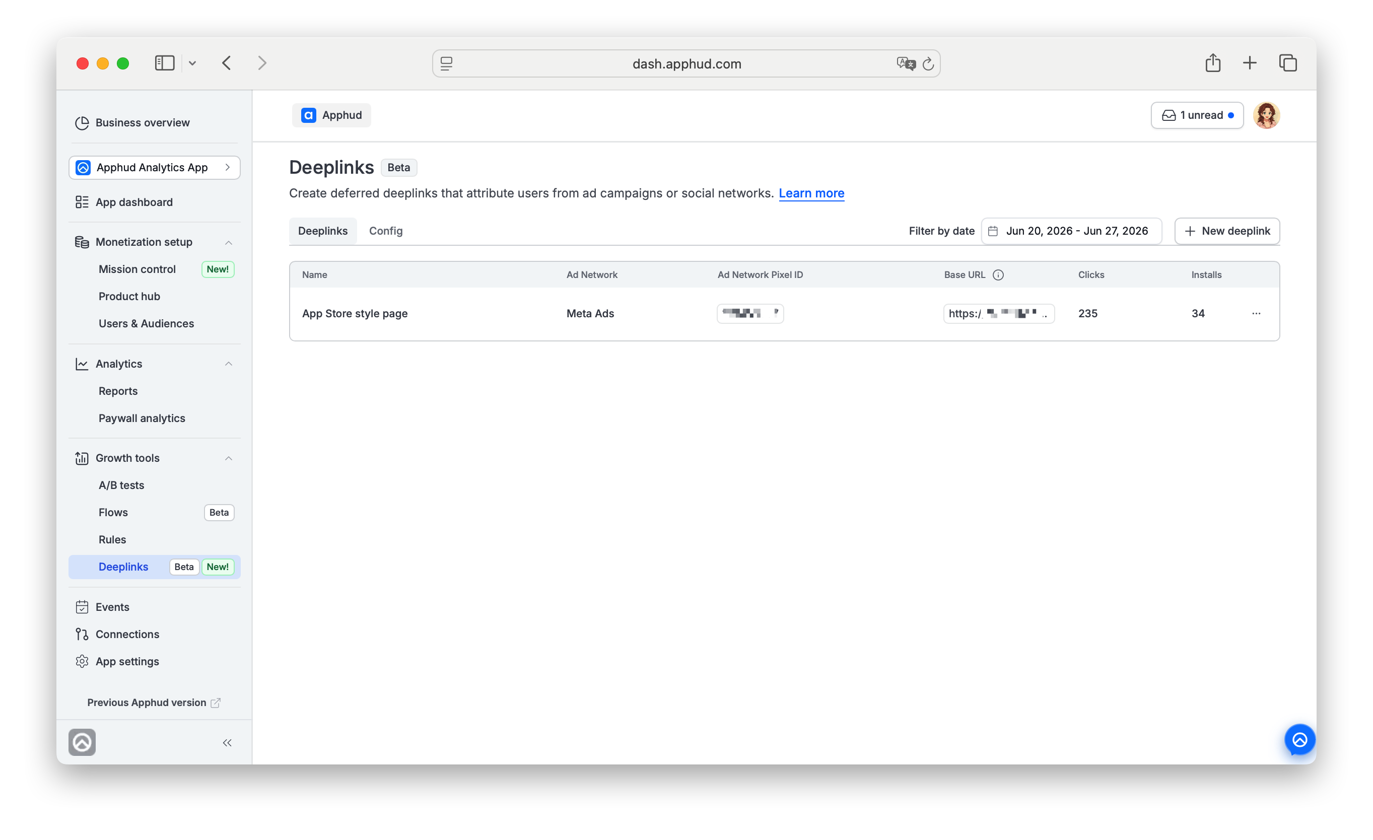 Apphud - Deeplinks list