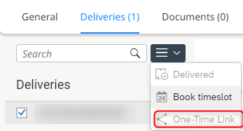 Create a one-time link for the selected deliveries