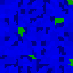 Binary image of a short plain text file, an almost entirely blue square with small green marks scattered across it