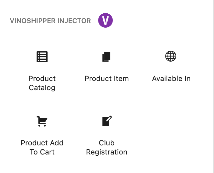 Add Block UI with Vinoshipper Injector components.