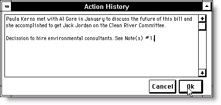 Action History window
