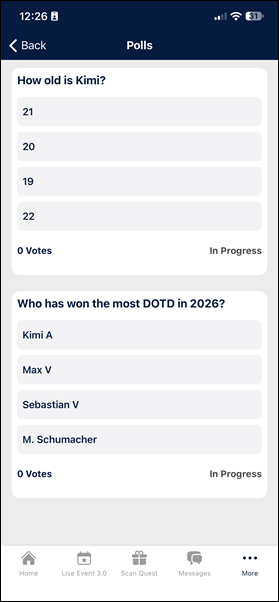Poll appearance in the mobile app.