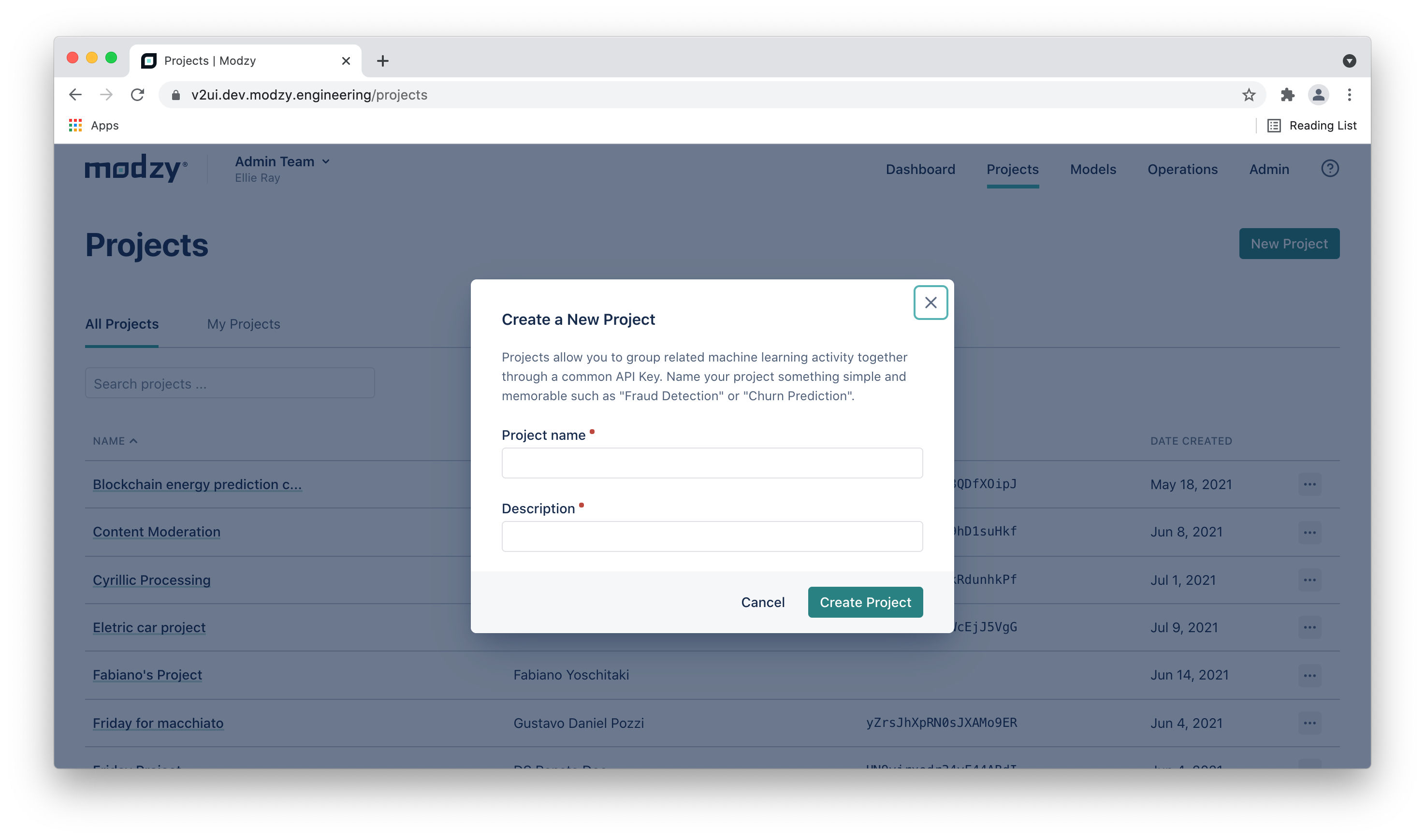 Screen Shot 2021-07-30 at 12.50.53 PM.png Create a New Project Modal