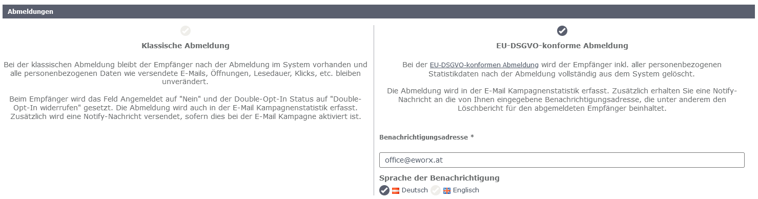 EU-DSGVO-konforme Abmeldung EU-DSGVO-konforme Abmeldung