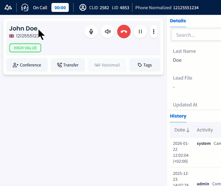 Animated gif image with call controls and options