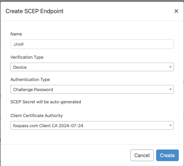 SCEP endpoint - Device certificate