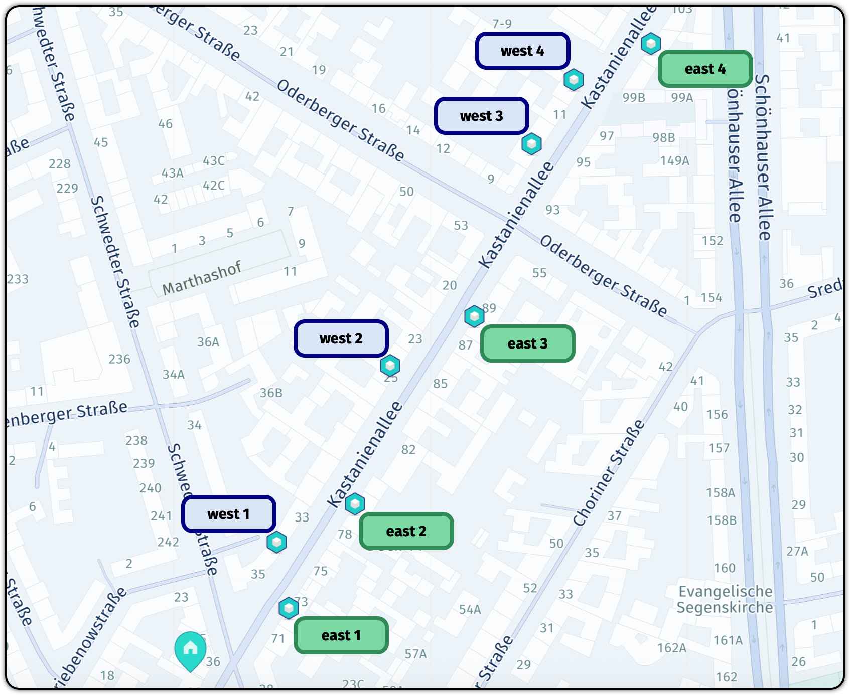 Starting problem - bin collection jobs distributed on both sides of a divided road