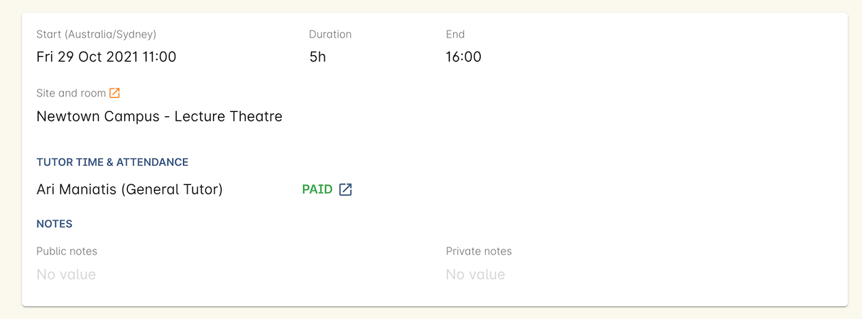 Figure 383. The tutor roster clearly showing a tutor has been paid after the generating of tutor pay