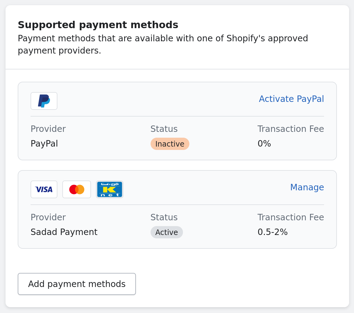Settings > Payments