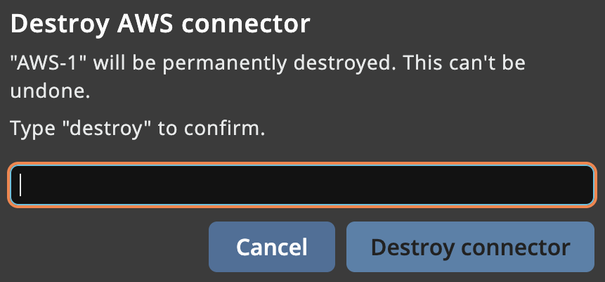Enter destroy to confirm the destroy action