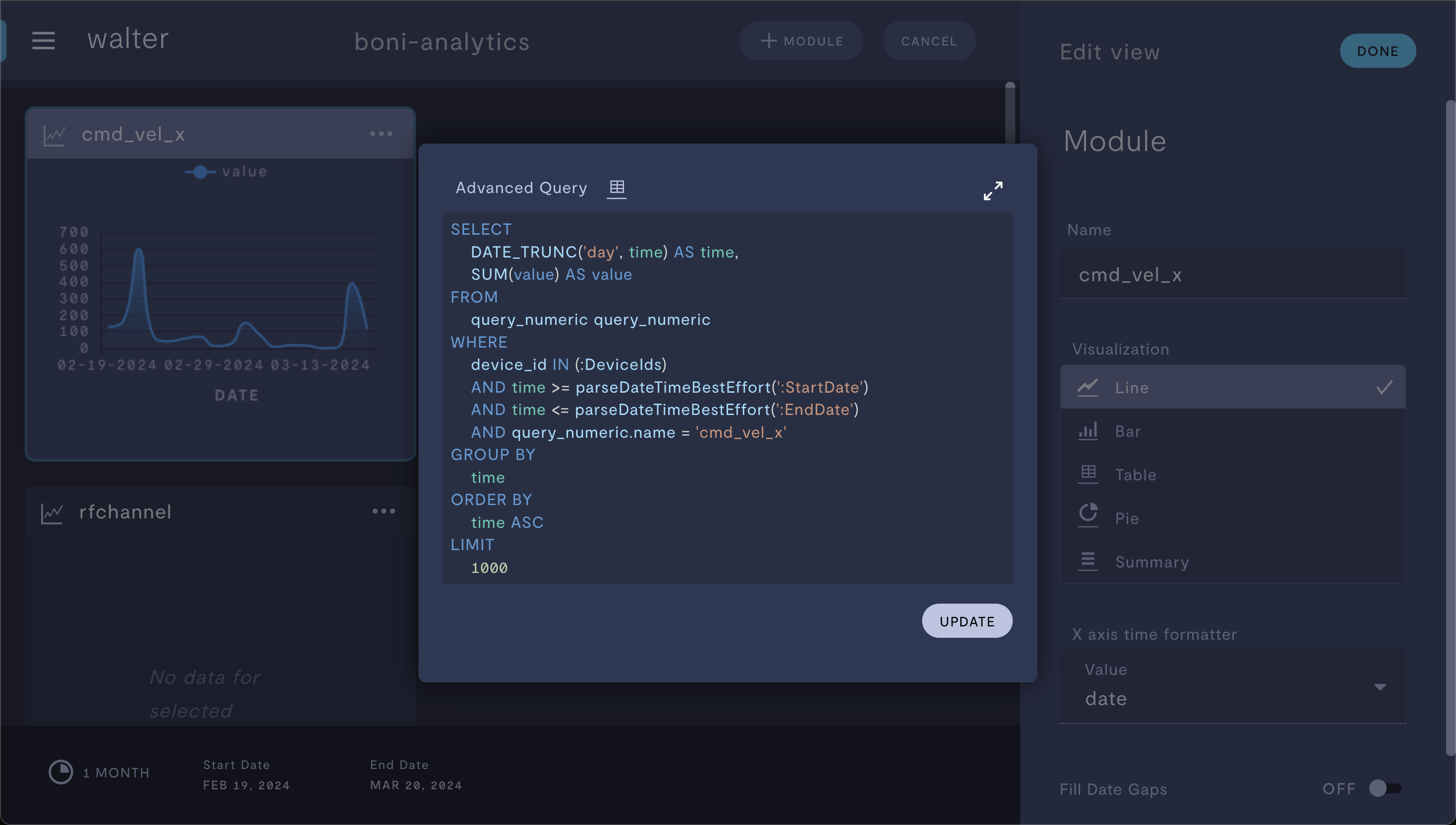 Customizing the basic query built in the sidebar.