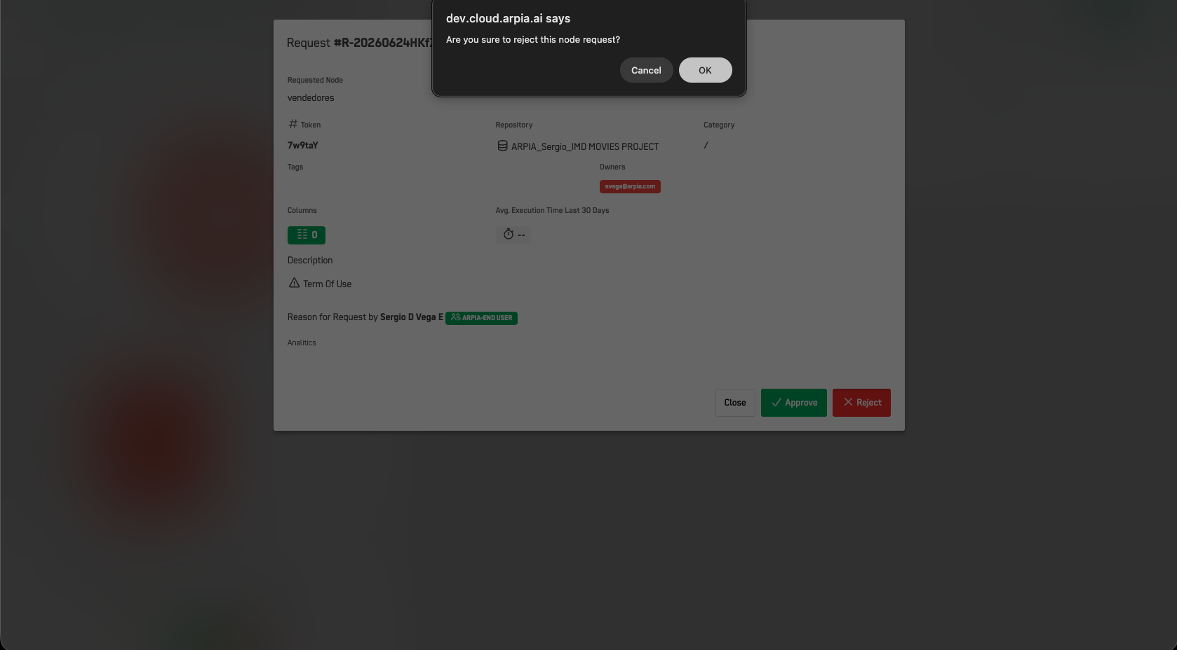 Reject Confirmation