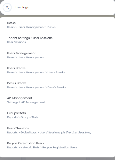 Screenshot of the pages with similar names in search results