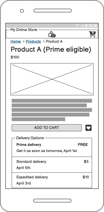 Multiple delivery offers on a product detail page for a Prime-eligible product