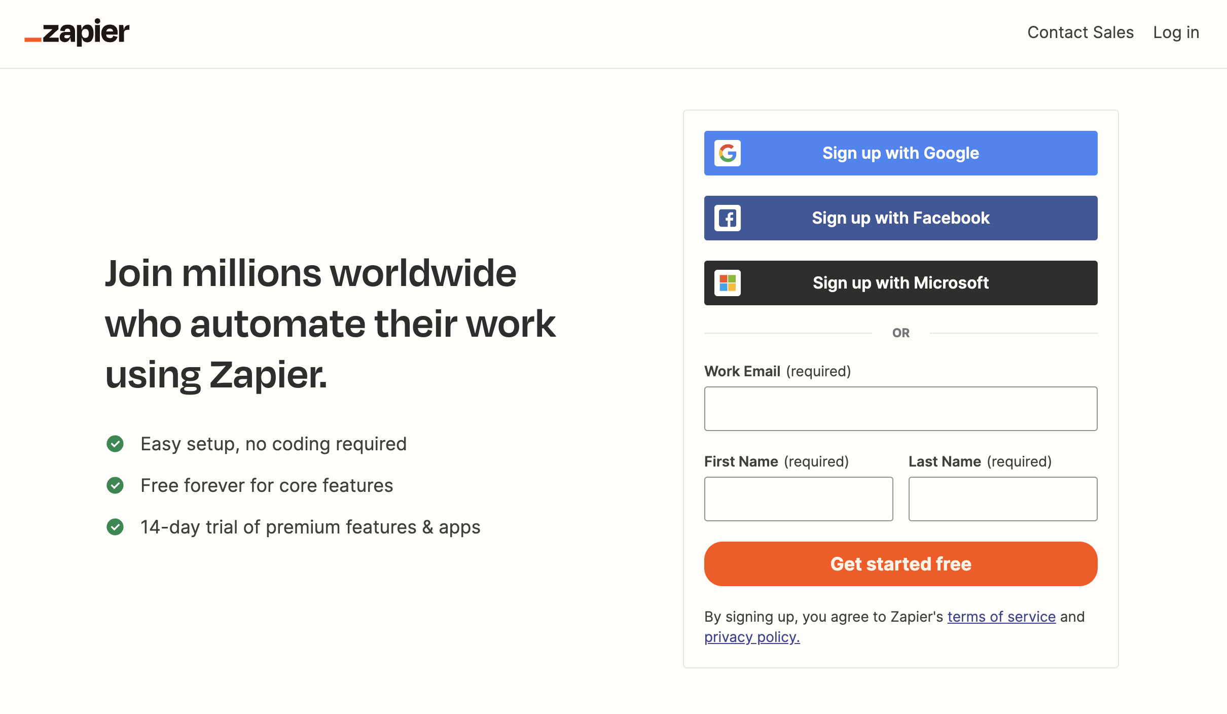 Zapier Sign up