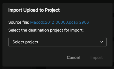 Importing an Upload into a Project