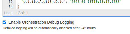 Enable Orchestration Debug Logging