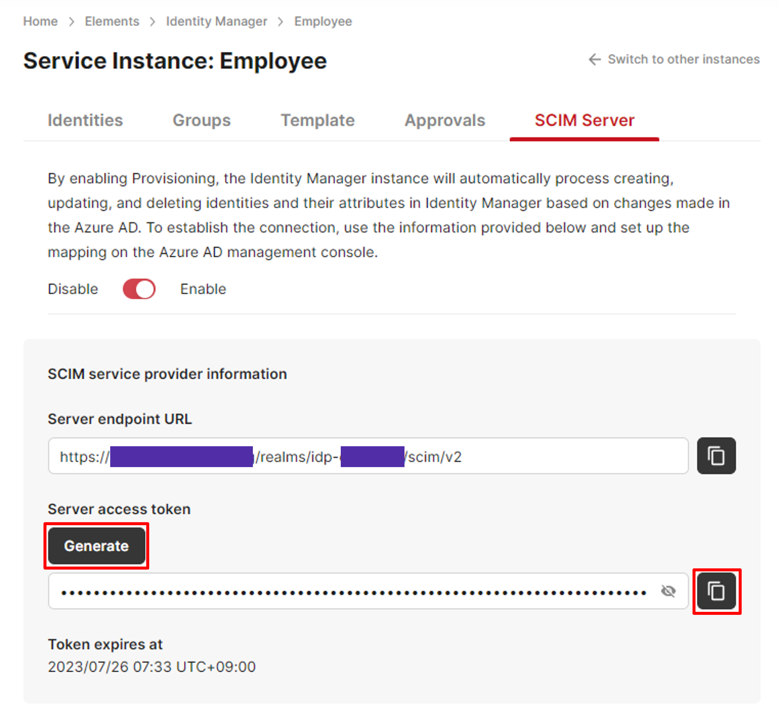 Generate server access token