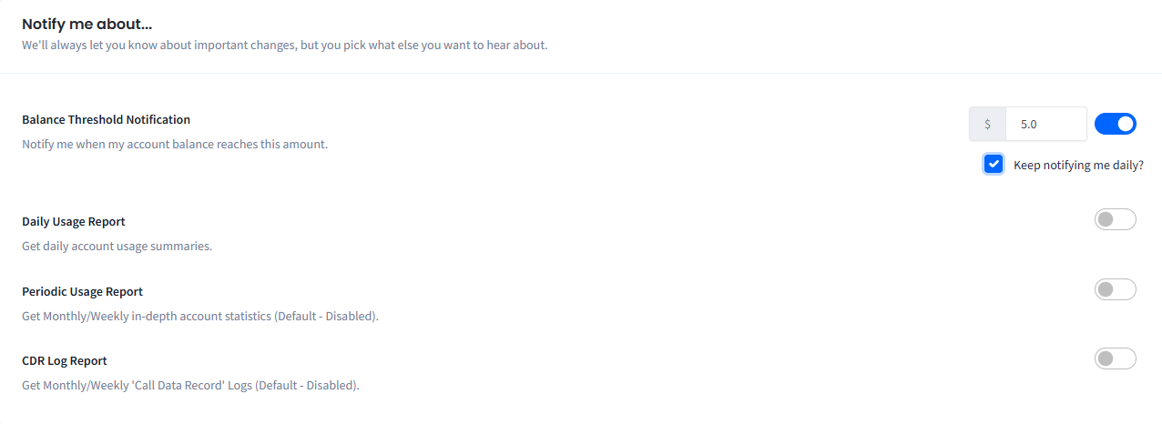 Screenshot of the Notifications tab: Notify me about... section
