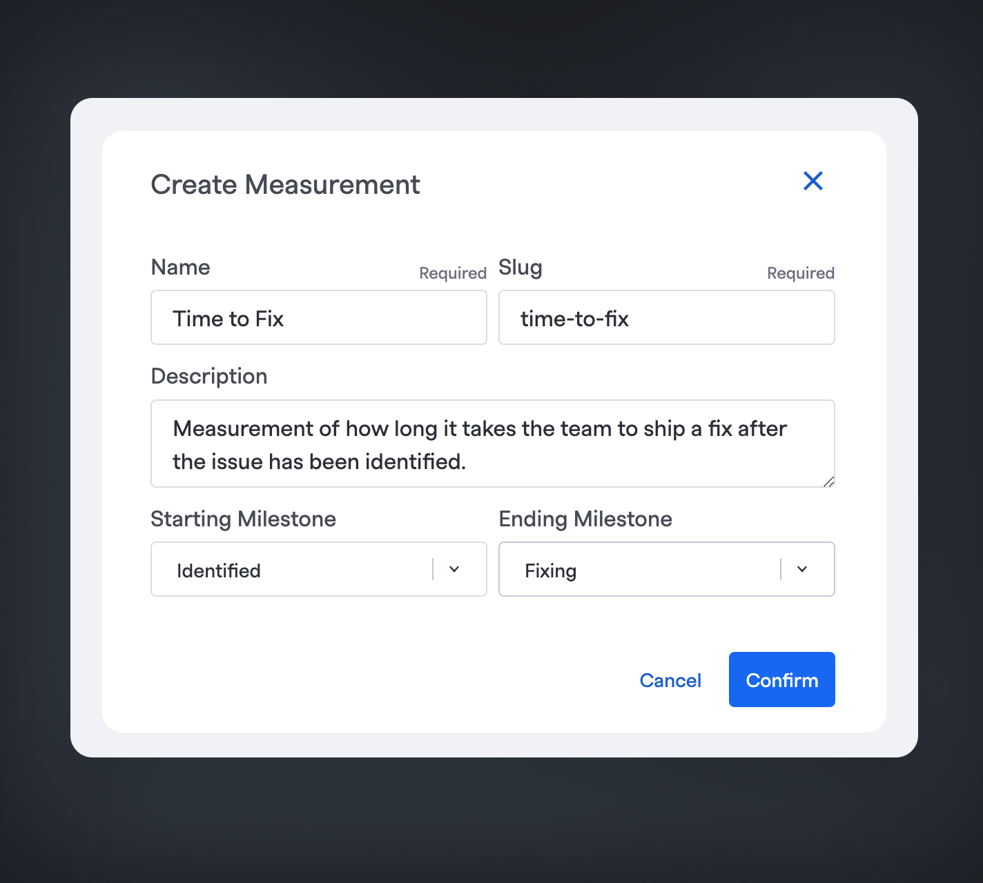 Create custom MTTX measurement