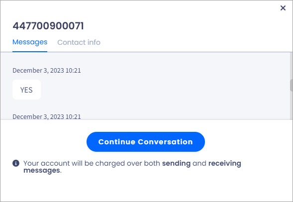 Screenshot of the Continue conversation button