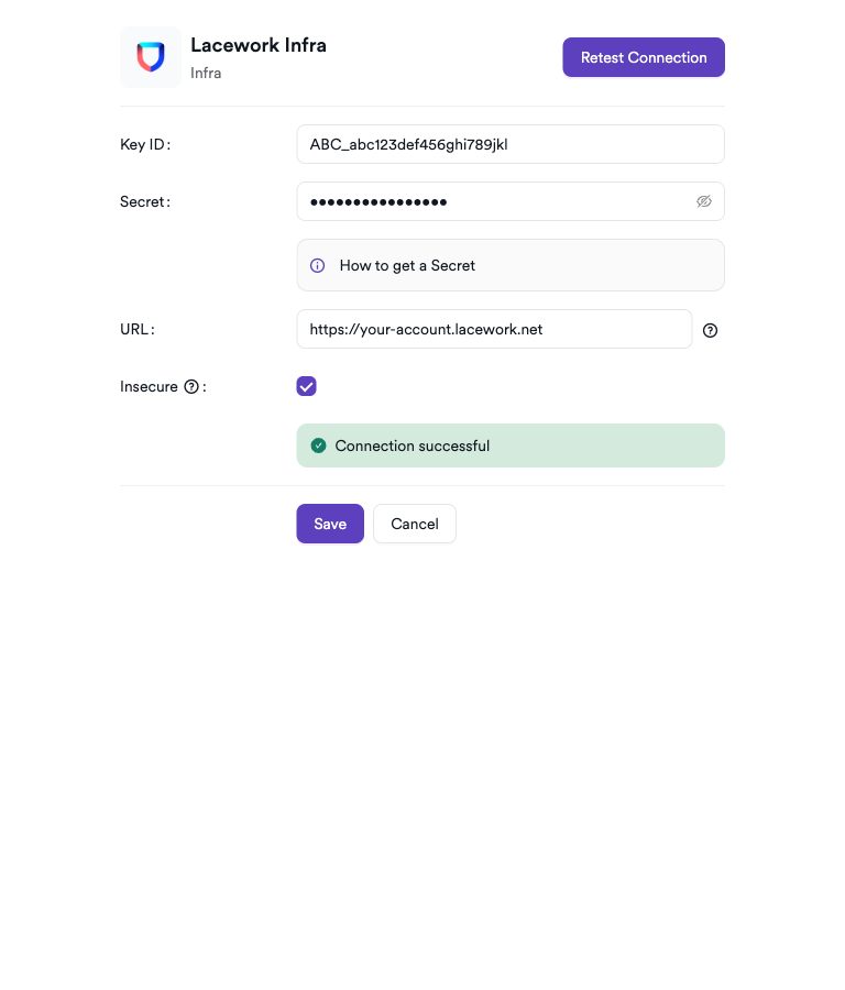 Lacework Infra settings