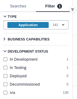 Custom Field "Development Status" on the Filter Pane in the Inventory