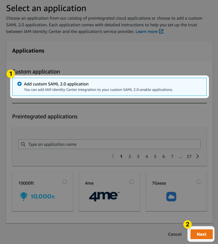 Screenshot of AWS Identity Center UI