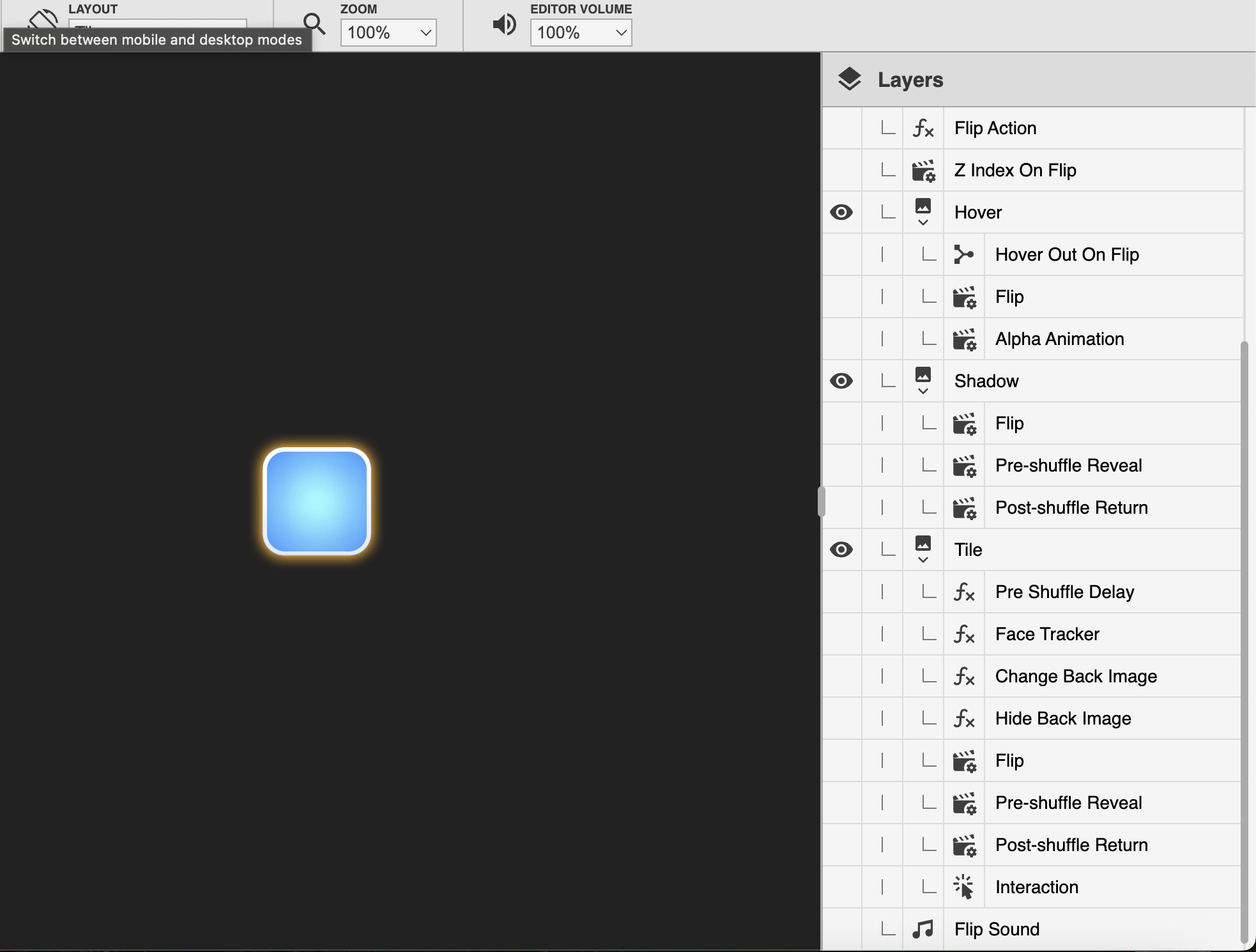 Layers in the tile layout of an example Thunderboard game