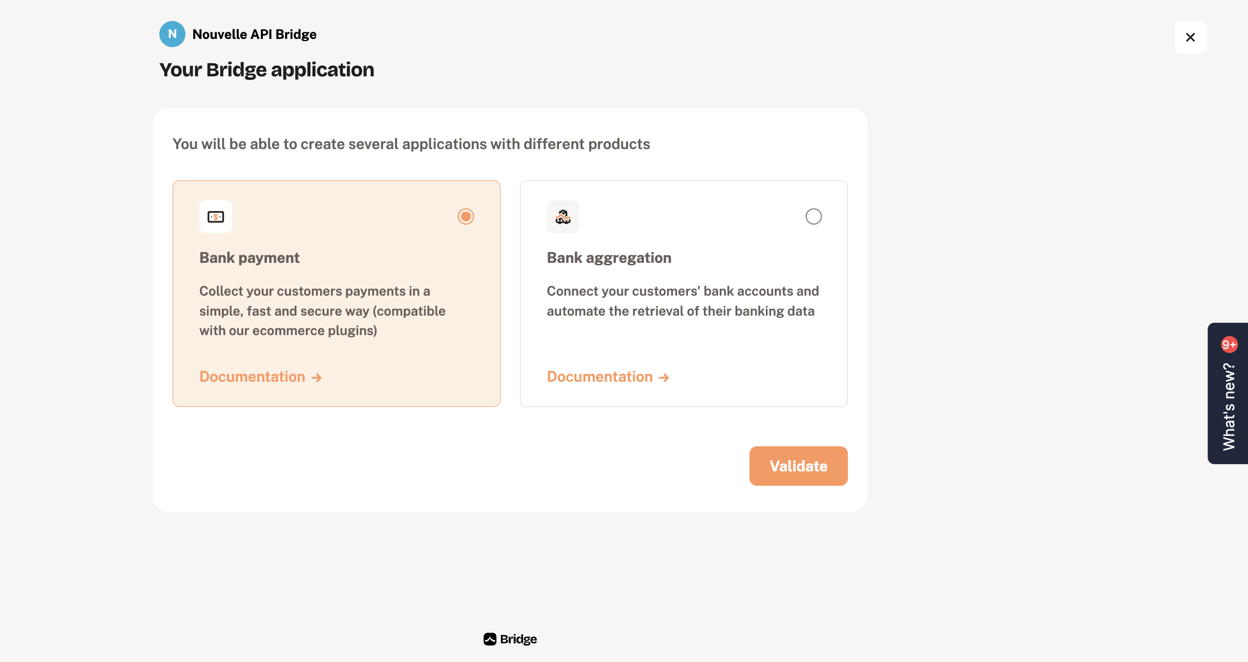 Bank payment activation